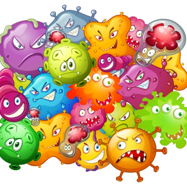 Germs with monster face illustration